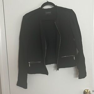Club Monaco textured black blazer with zippers
